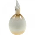 Floristik24 Pääsiäispupu keraaminen valkoinen muna koristefiguuri kani Ø6cm K11,5cm
