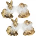 Floristik24 Kultainen kani istuva kullanvärinen terrakotta höyhenillä H10cm 4kpl