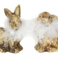 Floristik24 Kultainen kani istuva kullanvärinen terrakotta höyhenillä H10cm 4kpl