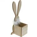 Floristik24 Bunny Planter Feather Boa musta, valkoinen pilkullinen puinen pääsiäispupu