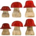 Floristik24 Syksyn koriste-deco-sienet puusta Punaiset puiset sienet H5-7cm 6 kpl