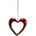 Floristik24 Sydän puuta, deco sydän ripustettavaksi, sydän deco punainen H15cm