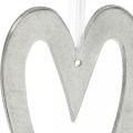 Floristik24 Deco sydän ripustaa hopea alumiini häät koriste 22×12cm