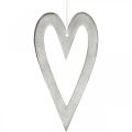 Floristik24 Deco sydän ripustaa hopea alumiini häät koriste 22×12cm