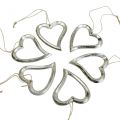 Floristik24 Sydänkoristeet ripustamiseen metallisydän hopea 7,5 × 8,5 cm 6 kpl