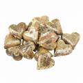 Floristik24 Puusydämet Luonnollinen, kultainen, hopea Mangopuu 3,5-4,2cm × 3,6-4,5cm 18kpl