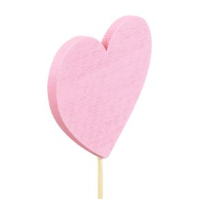 Floristik24 Kukkatulppa puinen sydän koristetulppa pinkki 6,5×6cm 10kpl