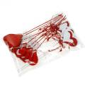 Floristik24 Sydän tikussa punainen, valkoinen koristeellinen sydänkoristetulppa Ystävänpäivä 16 kpl