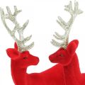 Floristik24 Deco deer koriste figuuri deco poron punainen H20cm 2kpl