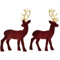 Floristik24 Deer Deco Poro Bordeaux Gold Calf Flocked 20 cm 2 kpl setti