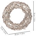 Puinen kranssi, koristekranssi, luonnonvalkoinen, Ø30cm, K9.5cm | Floristik24.fi