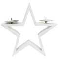 Floristik24 Puinen tähti, jossa 2x valkoista kynttilänjalkaa