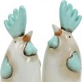 Floristik24 Ceramic Rooster Kitchen Deco Chicken Valkoinen Sininen Ruskea K14,5cm 2kpl