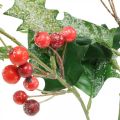 Floristik24 Keinotekoinen kuusen oksa, talvimarja, joulukoriste, kuusen luminen vihreä, punainen L63cm