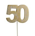 Floristik24 Puinen numero &quot;50&quot; kepissä kulta 36kpl