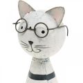Floristik24 Kissa lasilla, koristeellinen figuuri paikoilleen, kissafiguuri metalli mustavalkoinen H16cm Ø7cm