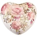 Floristik24 Keraaminen koristesydän ruusuilla keramiikka pöytään 10,5cm