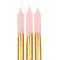 Floristik24 Puukynttilät pyramidikynttilät vaaleanpunaiset, kultaiset kynttilät H105mm 10p