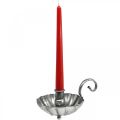 Floristik24 Kynttilänjalka hopea kynttilän kulho kahvalla H9,5cm