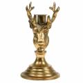 Floristik24 Antiikkisen näköinen kynttilänjalka peuran pää kultainen metalli 19,5cm