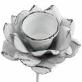 Floristik24 Kynttilänjalka kukka kiinnitettäväksi valkoista metallia Ø6×10cm