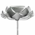 Floristik24 Kynttilänjalka kukka kiinnitettäväksi valkoista metallia Ø6×10cm