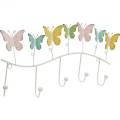 Floristik24 Kevätkoriste, koukkukisko perhosilla, metallikoriste, koristeellinen vaateteline 36cm