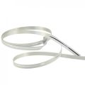 Floristik24 Curling nauha lahjanauha valkoinen hopea raidat 10mm 250m