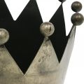 Deco-kruunu antiikin näköinen harmaa metallipöytäkoristelu Ø15cm H15cm | Floristik24.fi