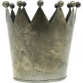 Deco-kruunu antiikin näköinen harmaa metallipöytäkoristelu Ø15cm H15cm | Floristik24.fi