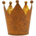 Floristik24 Teekynttilänpidike kruunu ruostekullan näköinen metallikoriste H10cm
