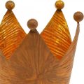 Floristik24 Teekynttilänpidike kruunu ruostekullan näköinen metallikoriste H10cm