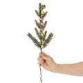 Keinotekoinen kuusenoksa ja kullanvärisiä minikuusenpalloja, 46 cm, 2 kpl | Floristik24.fi