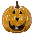 Keraaminen kurpitsa kasvoilla, LED-koriste, Halloween, 19 cm | Floristik24.fi