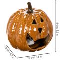 Keraaminen kurpitsa halloween LED-koriste 15 cm | Floristik24.fi