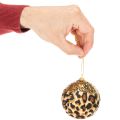 Joulupallo leopardikuvio kultaisella glitterillä 7cm 3kpl | Floristik24.fi