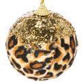 Joulupallo leopardikuvio kultaisella glitterillä 7cm 3kpl | Floristik24.fi