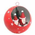 Floristik24 Joulupallo joulupukin ripustamiseen ja LED punainen Ø20cm paristoille