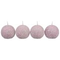 Floristik24 Pyöreät kynttilät Purple Snowball Glitter Ball Kynttilät 8 cm 4kpl