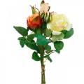 Floristik24 Tekokukat, Keinotekoinen ruusut keltainen oranssi, ruusukimppu, Pöydän koristelu, Silkkikukat, Tekoruusut