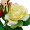 Floristik24 Tekokukat, Keinotekoinen ruusut keltainen oranssi, ruusukimppu, Pöydän koristelu, Silkkikukat, Tekoruusut