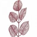 Floristik24 Keinotekoisia kasveja, koristelehtiä, tekooksa pinkki glitteriä L36cm 10p