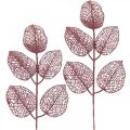 Floristik24 Keinotekoisia kasveja, koristelehtiä, tekooksa pinkki glitteriä L36cm 10p