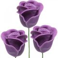 Floristik24 Keinotekoiset ruusut violetti vaha ruusut deco ruusut vaha Ø6cm 18p