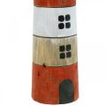 Floristik24 Majakkakoriste, merellinen, puinen majakka punainen, rantajuhlat H31cm