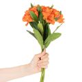Keinotekoinen alstroemeria, oranssi kukka, keinotekoinen kimppukoriste, 75 cm, 3 kpl | Floristik24.fi