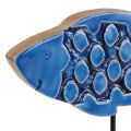 Floristik24 Merikoristeellinen puinen kala telineessä sininen 25cm × 24,5cm