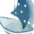 Floristik24 Koristeellinen metallinen purjevene sininen, valkoinen 9,5cm x 13cm 2kpl 2kpl