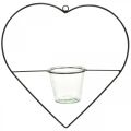Lyhty sydänmetallinen 38cm kynttilänpidike lasiin ripustettavaksi