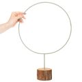 Koristeellinen pyöreä rengas puujalustalla, metallinen, kuivakukille, 52 cm | Floristik24.fi